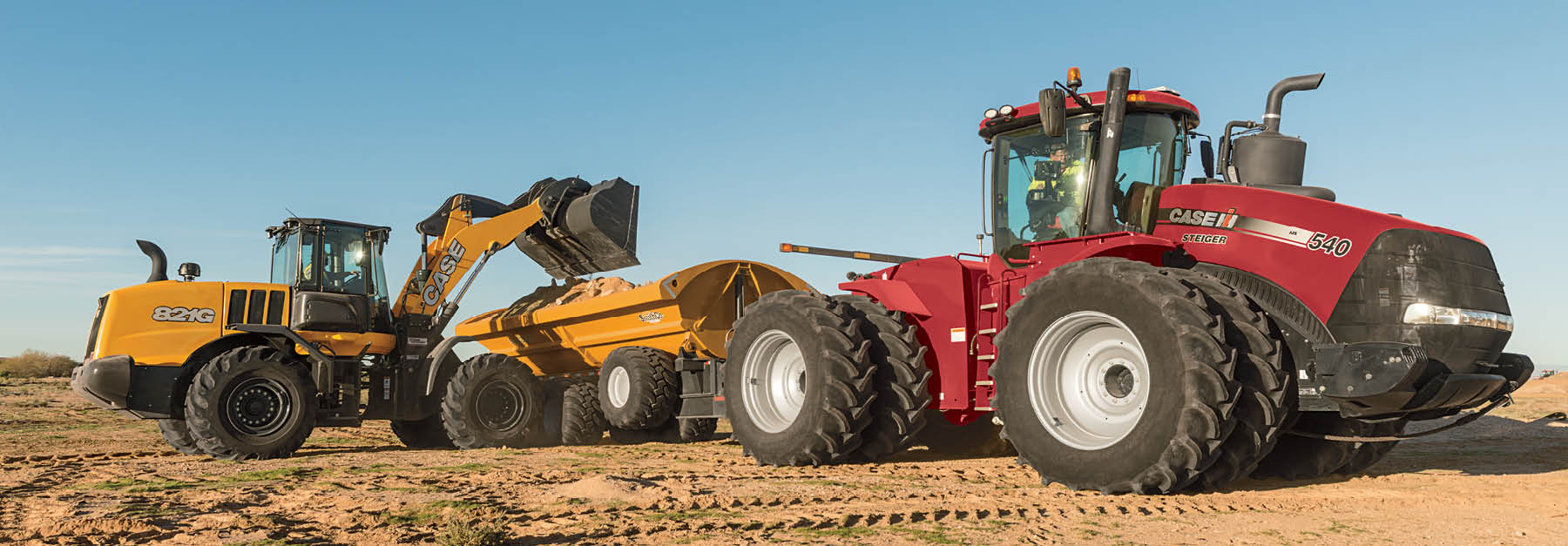 Case wheel loader and Case IH tractor