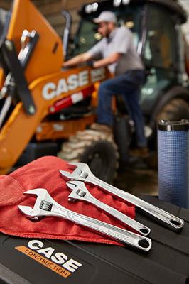 Case Backhoe Service in Shop Case backhoe getting service work done