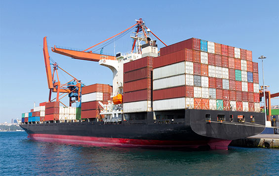 Ship with equipment shipping internationally in cargo crates