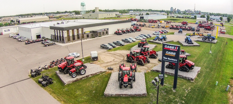 Titan Machinery Parts | Locations Aerial view of Titan dealership with Case IH, Case, and New Holland equipment
