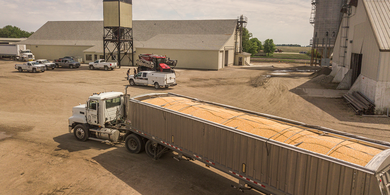 Semi-Truck With Grain In Yard Semi-Truck with Grain In Yard
