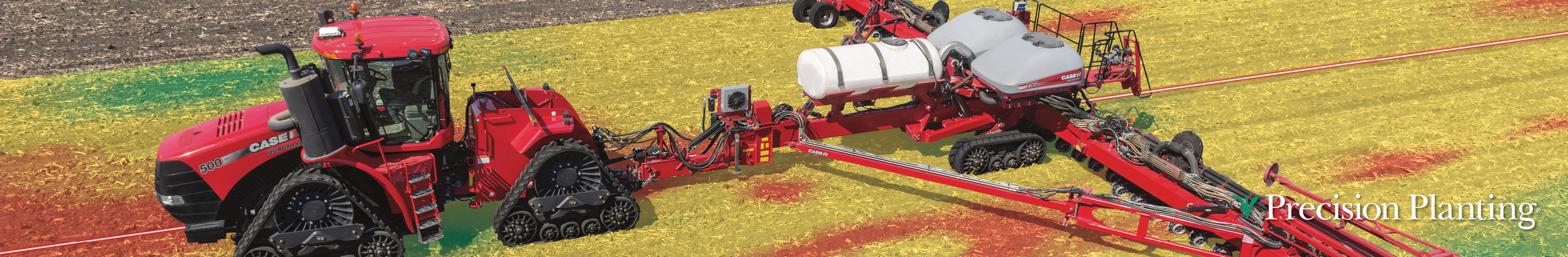 Case IH tractors with planters in field using Precision Planting technology